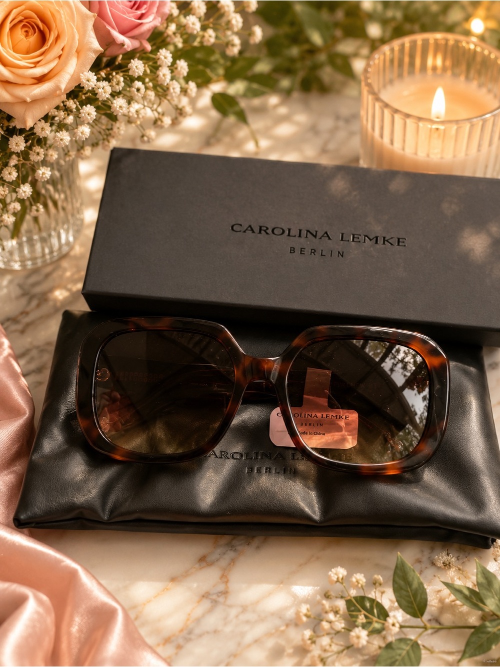 🤎 NEW Carolina Lemke Greta Demi Tortoise Sunglasses